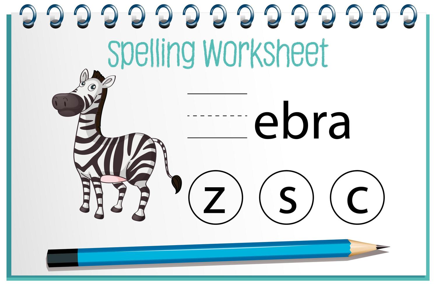 Find missing letter with zebra vector