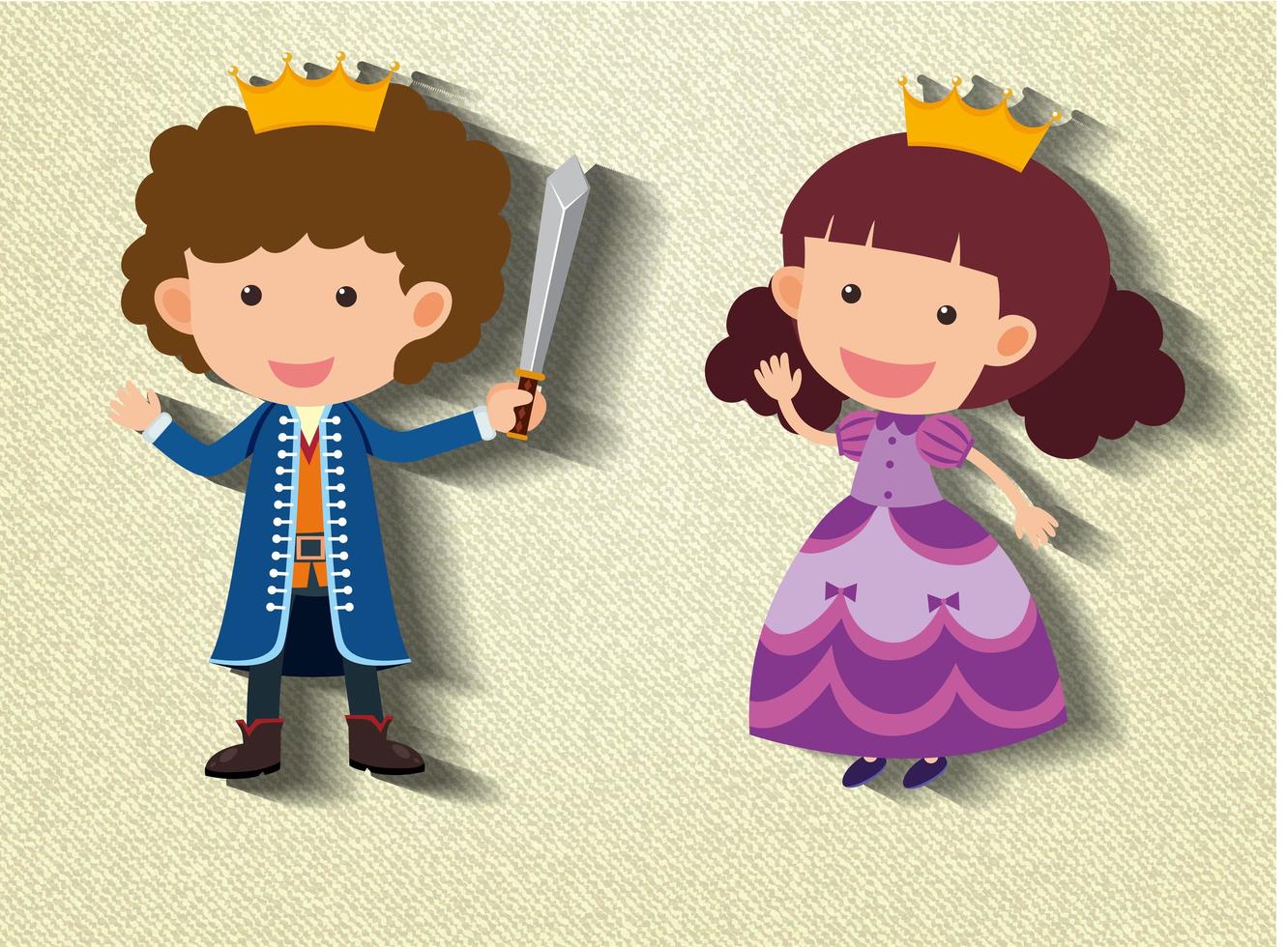 personaje de dibujos animados del pequeño caballero y la princesa vector