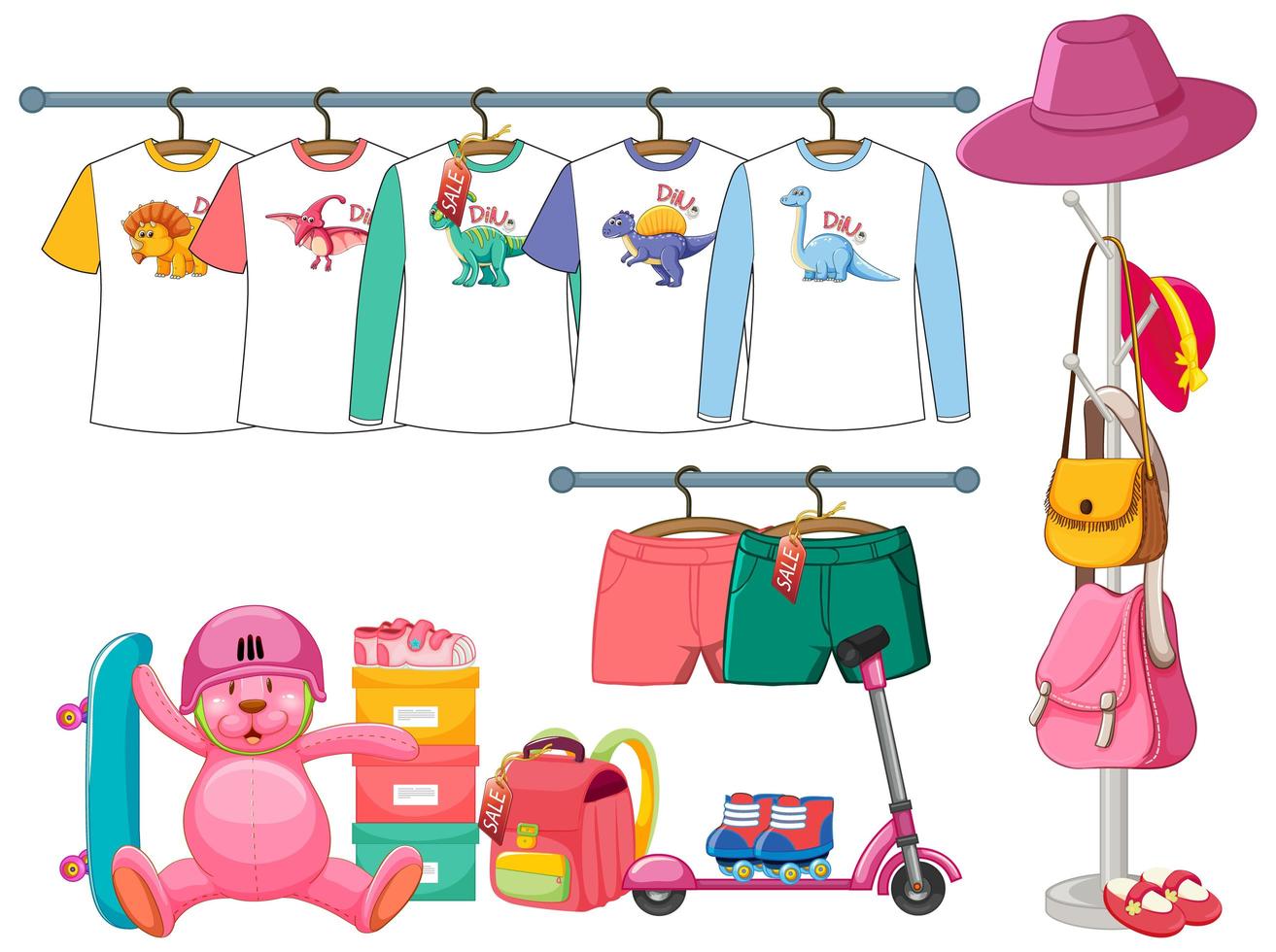 Isolated clothes on the rack display vector