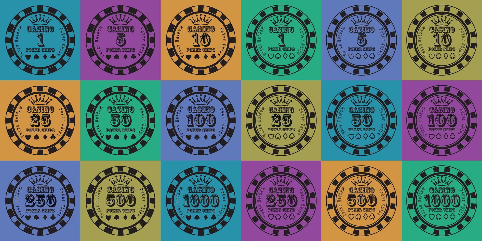 Poker chips set black on color vector