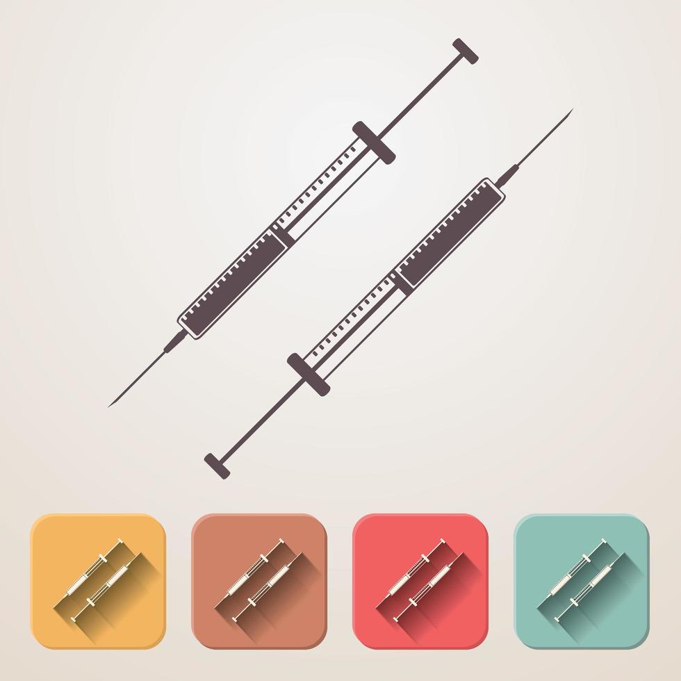 Insulin syringe set fading shadow effect vector