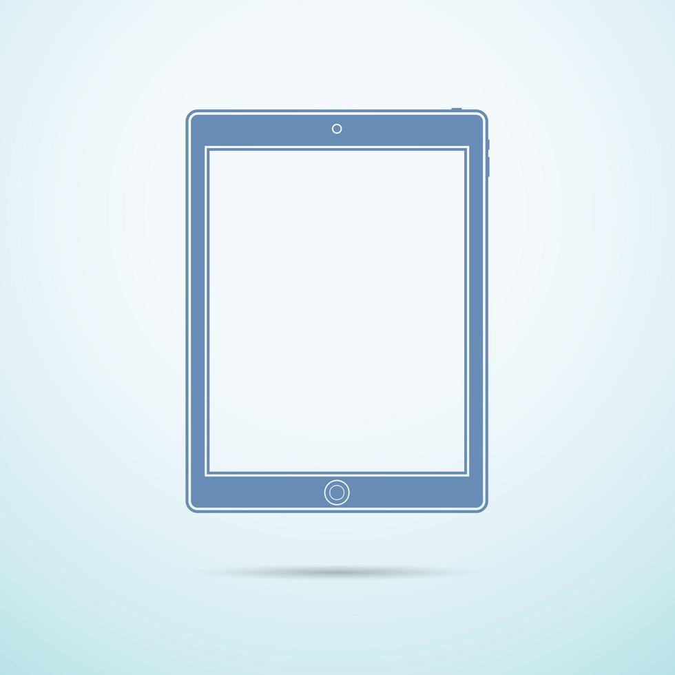 Tablet flat icon on blue background vector