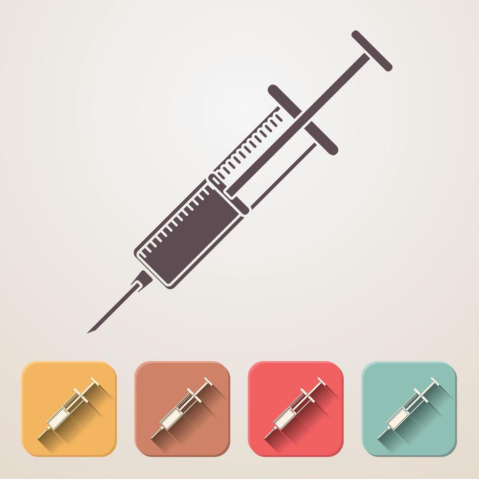 Syringe set fading shadow effect color boxes vector