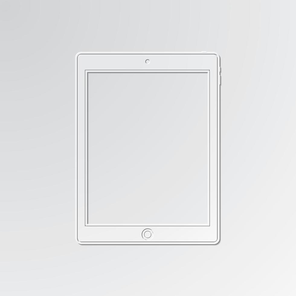 Tablet cut out icon on paper background vector