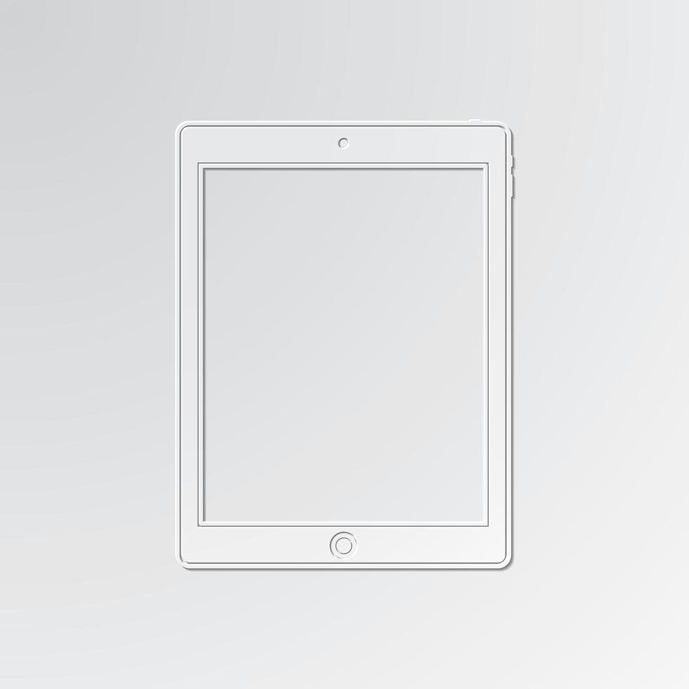 tableta, corte, icono, en, papel, plano de fondo vector