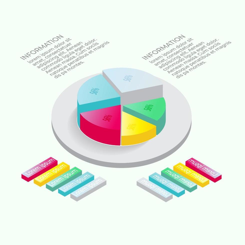 infografía isométrica 3d plana para presentaciones de negocios vector