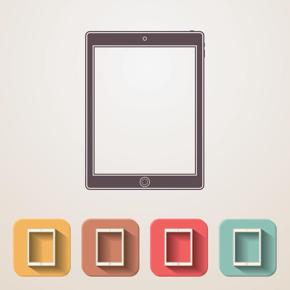 Tablet flat icons set fadding shadow effect vector