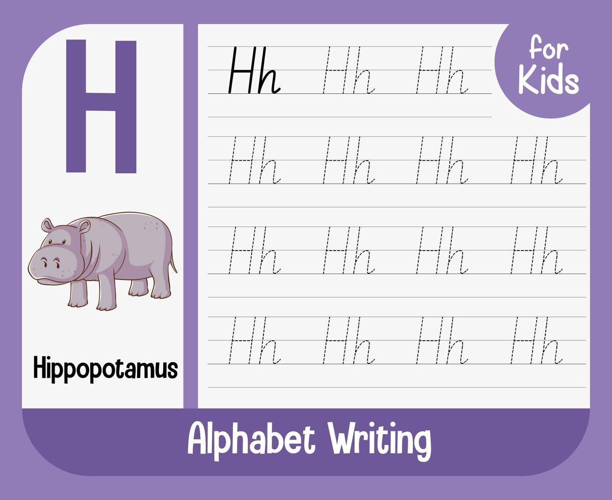 Alphabet tracing worksheet with letter and vocabulary vector