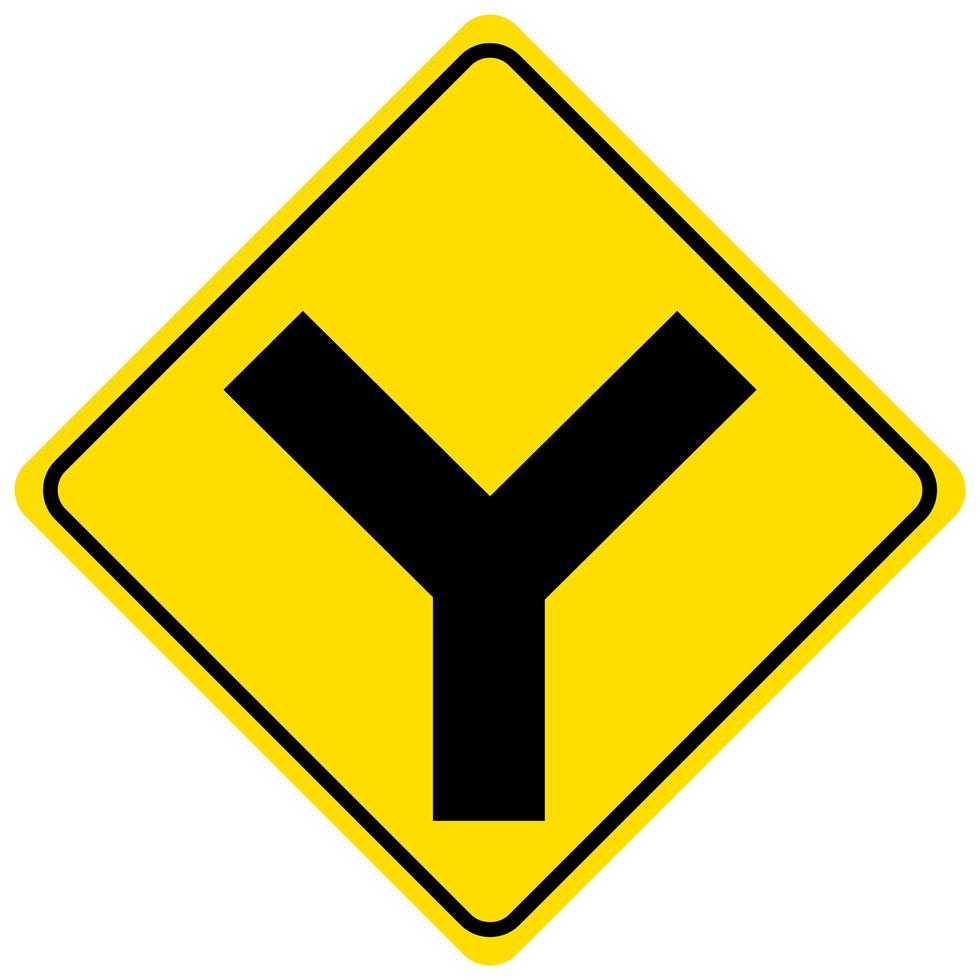 Y cruce cartel amarillo sobre fondo blanco. vector