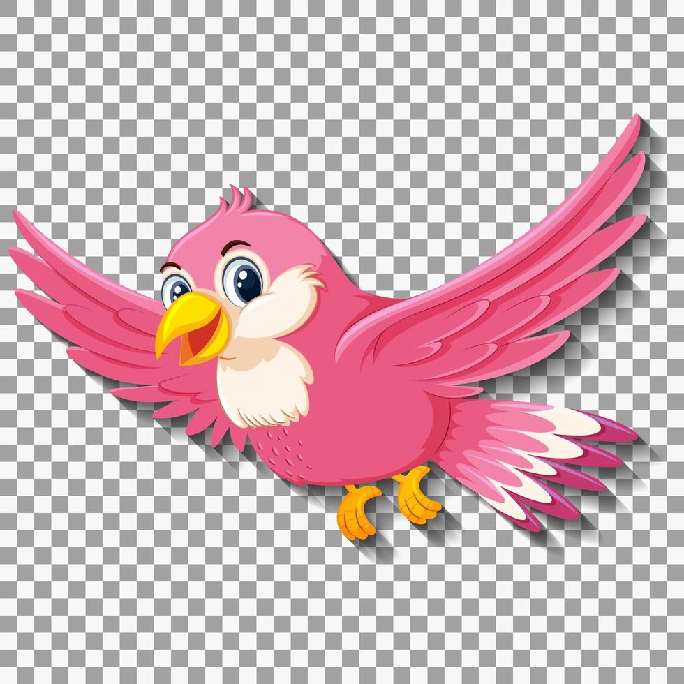 Cute pink bird cartoon character vector