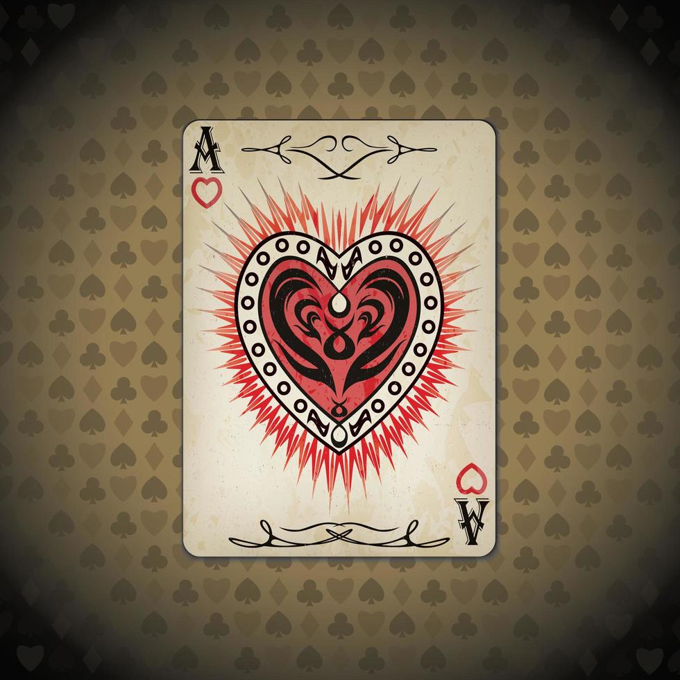 as corazones, cartas de póquer, aspecto antiguo, fondo vintage vector