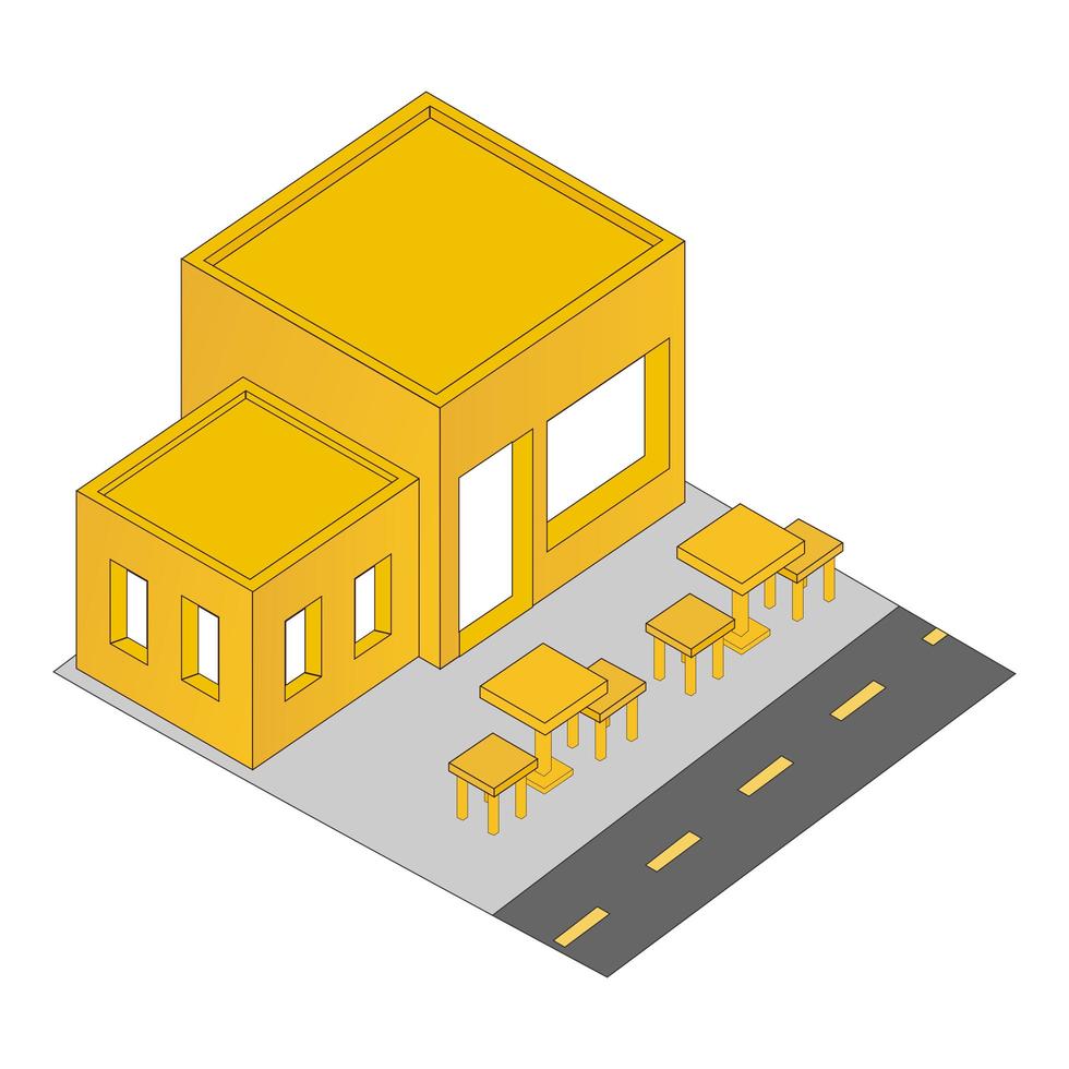 Isometric low poly fast food restaurant vector