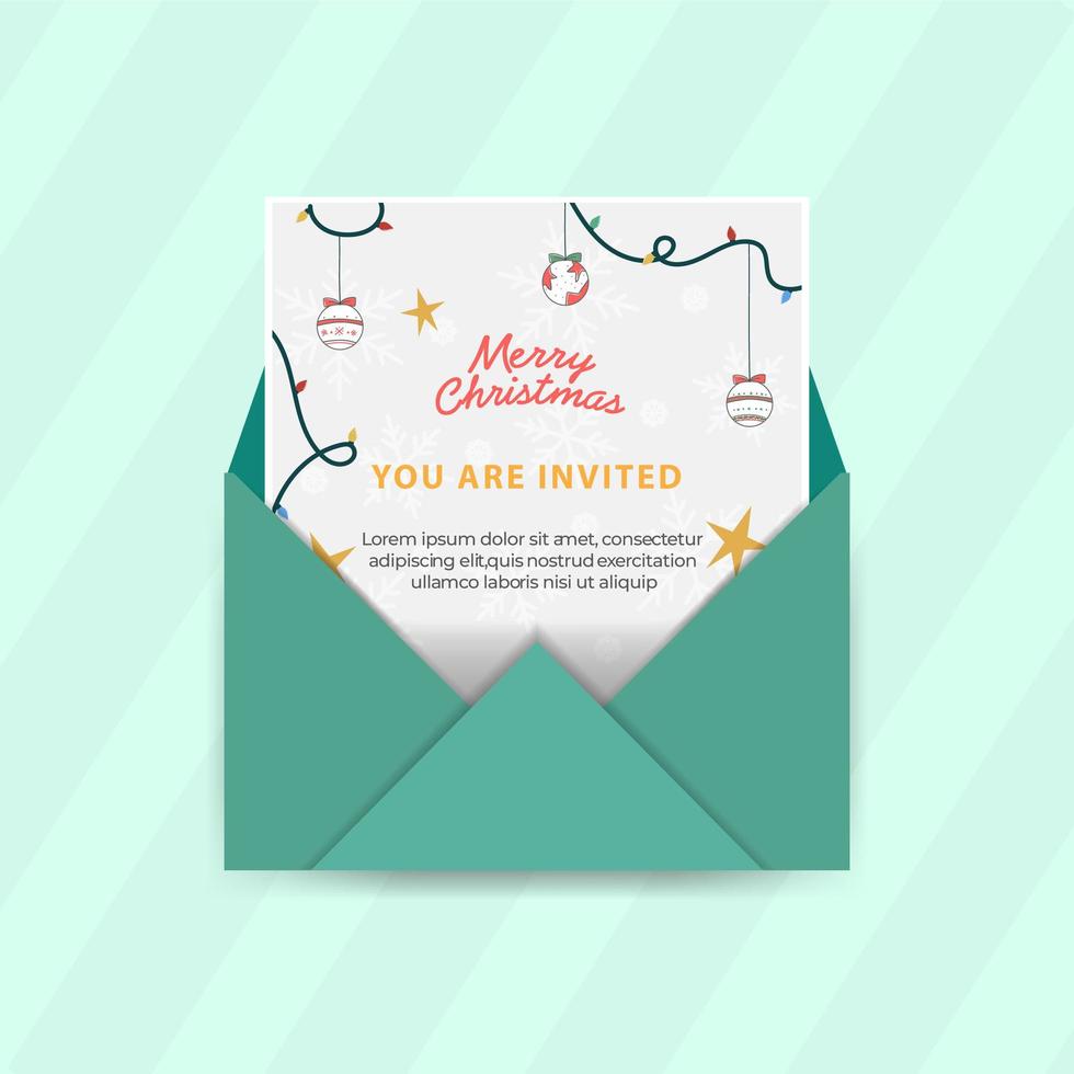 Christmas greeting card, invitation template vector