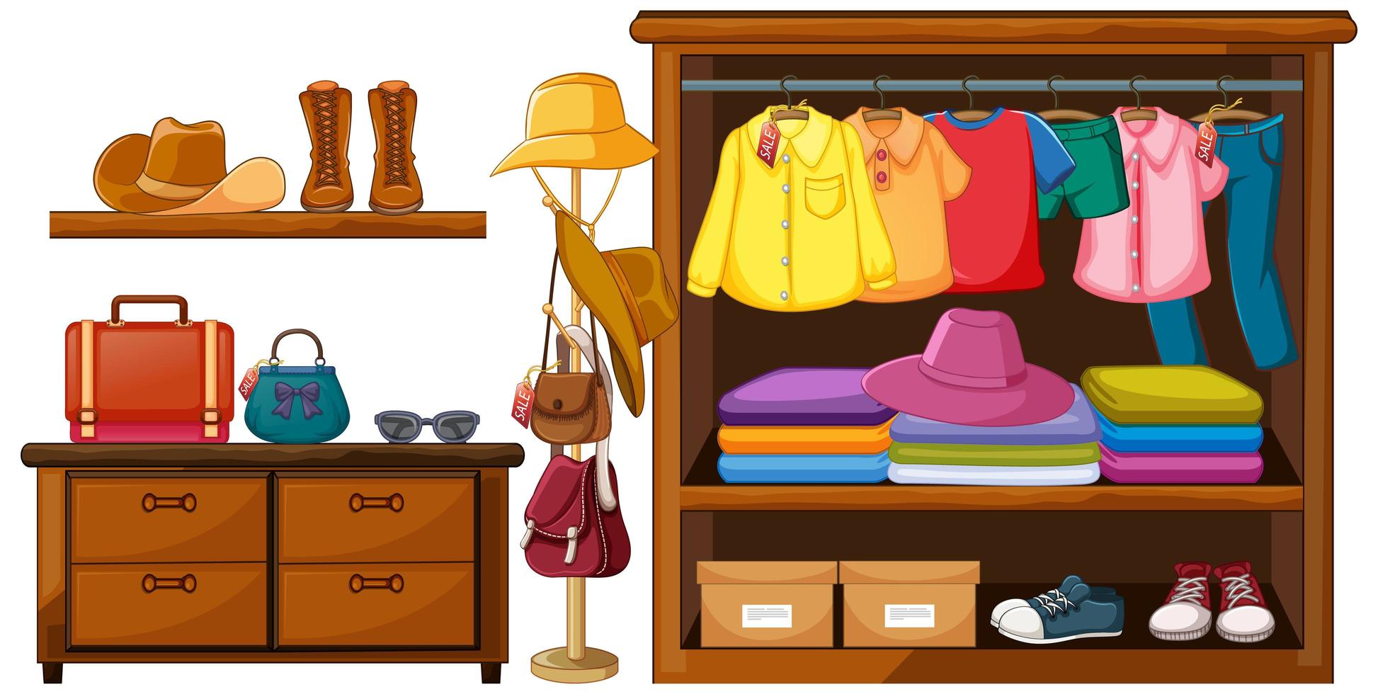 Clothes in the wardrobe vector