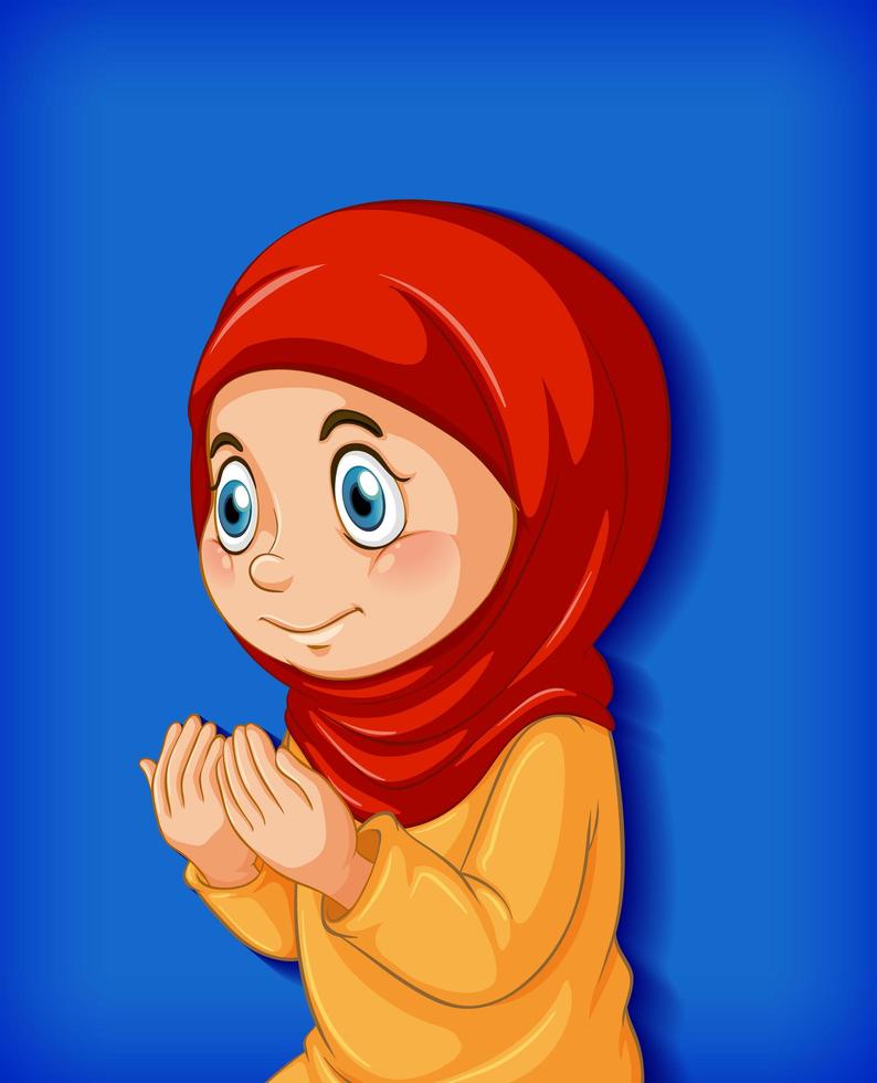 Muslim girl practice religion vector