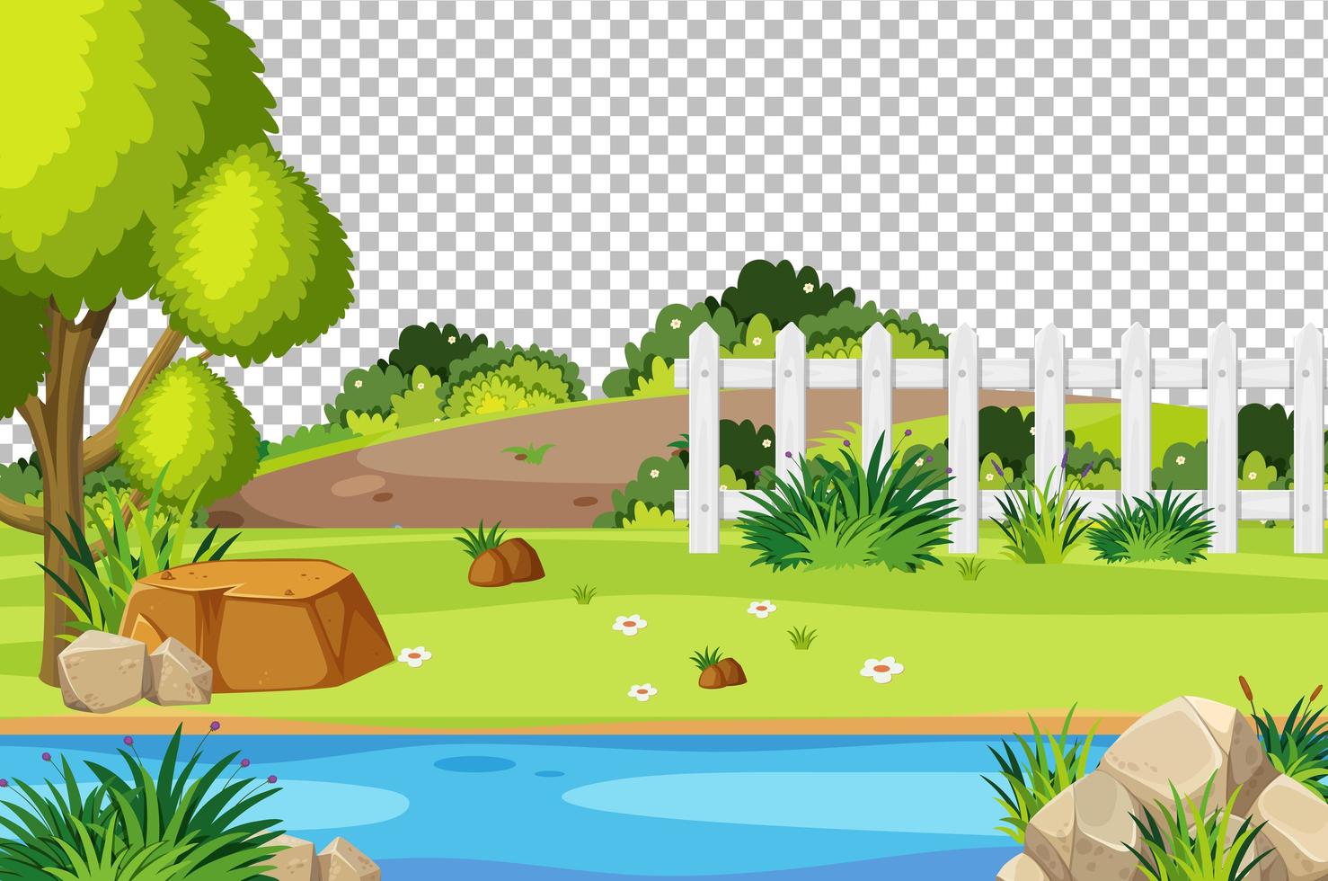 Blank nature park scene landscape on transparent background vector