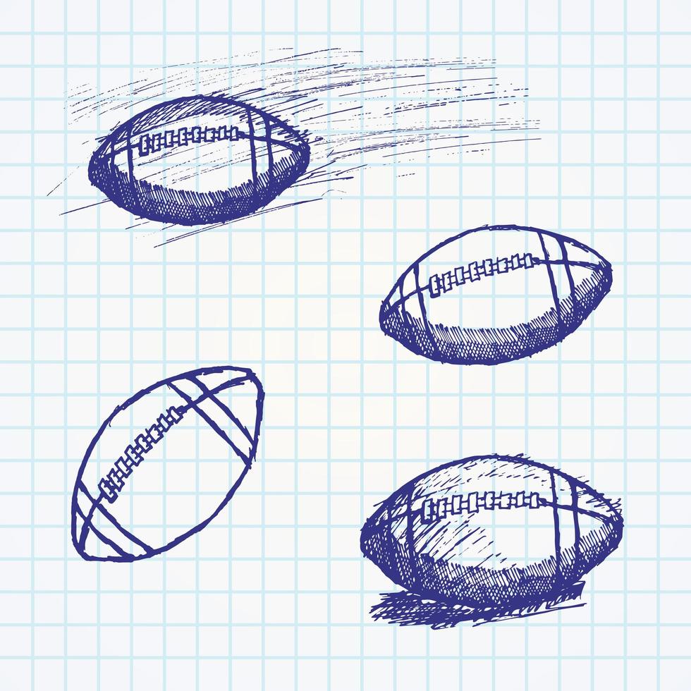 croquis de rugby fútbol americano en cuaderno de papel vector