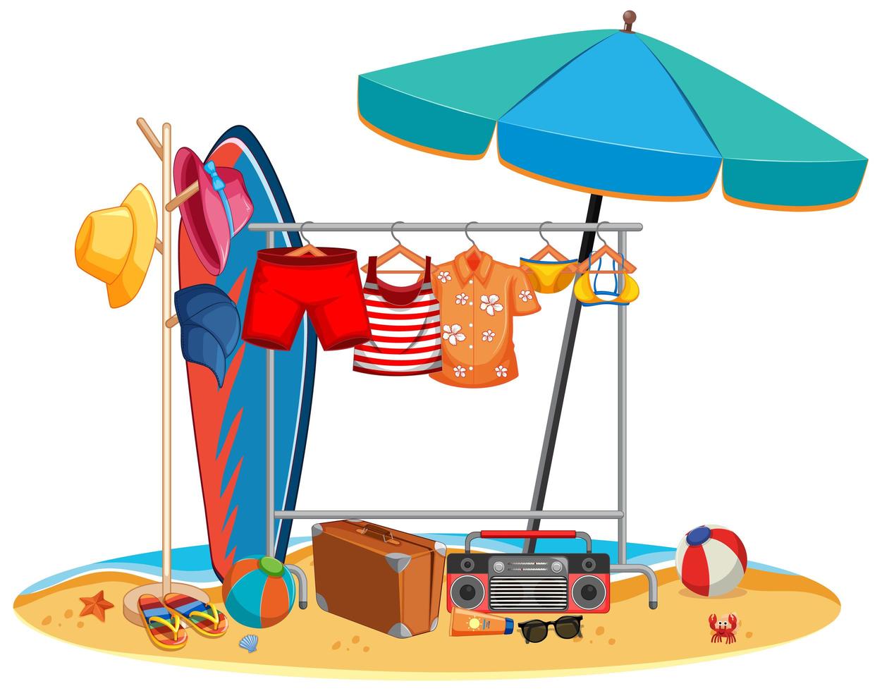 Isolated summer clothes hanging outdoor vector