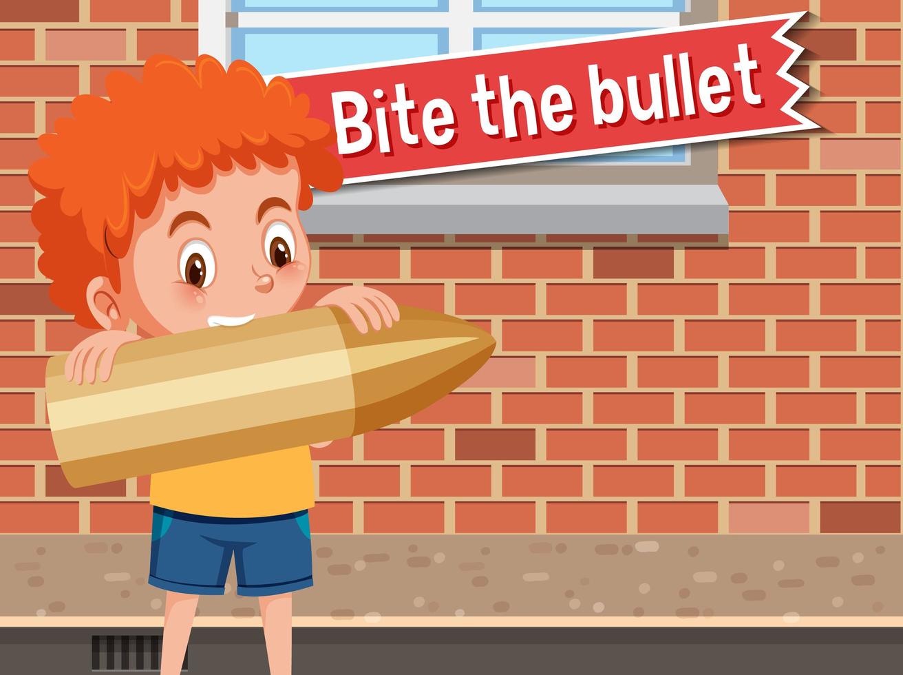 Idiom poster with Bite the bullet vector