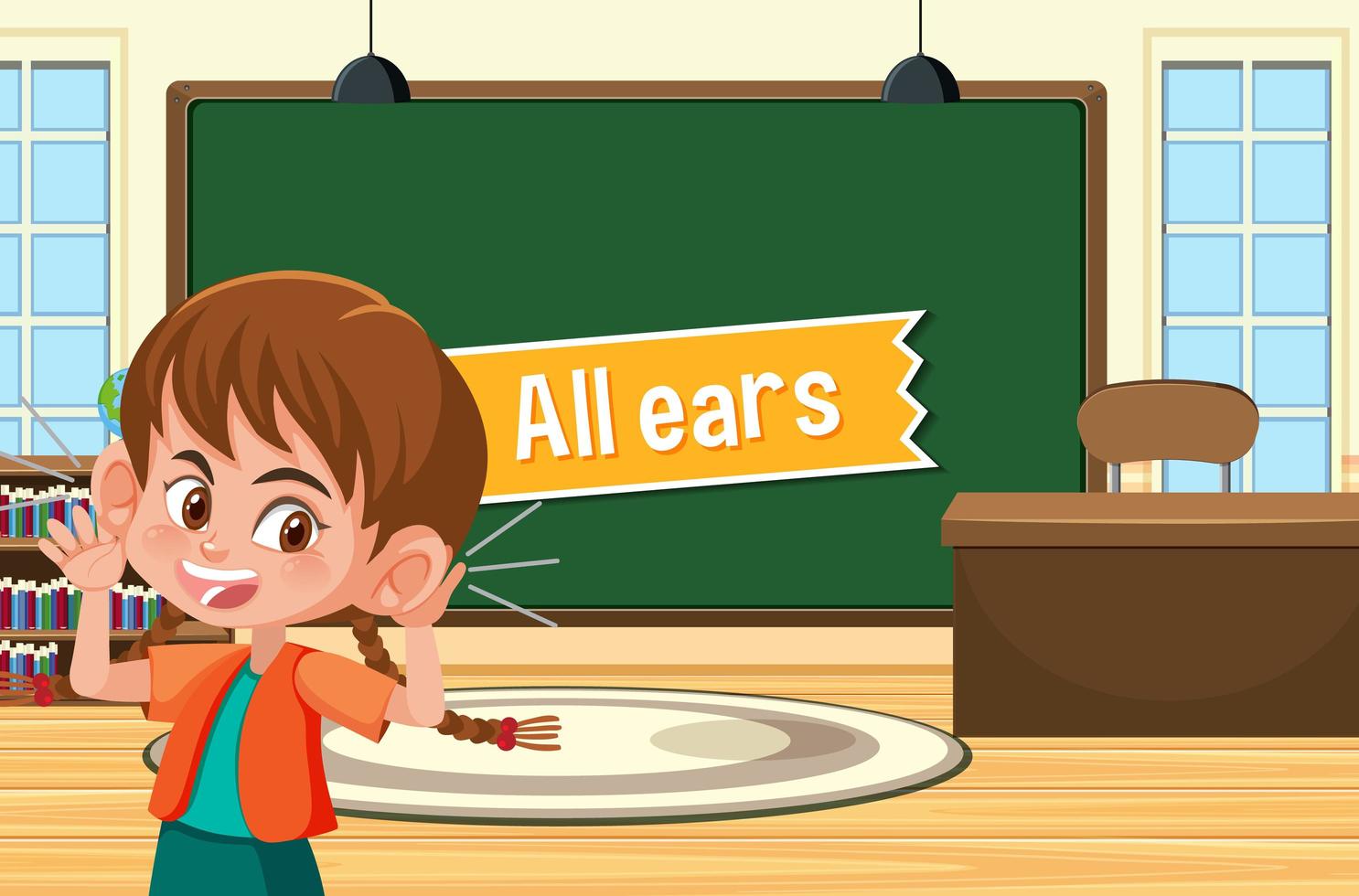 Idiom poster with All ears vector