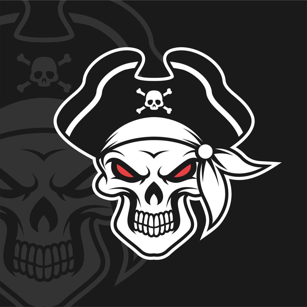 Skull pirates black white vector