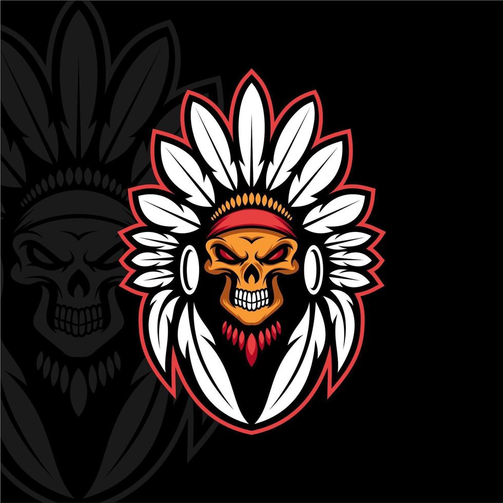 Skull Indian mascot design vector