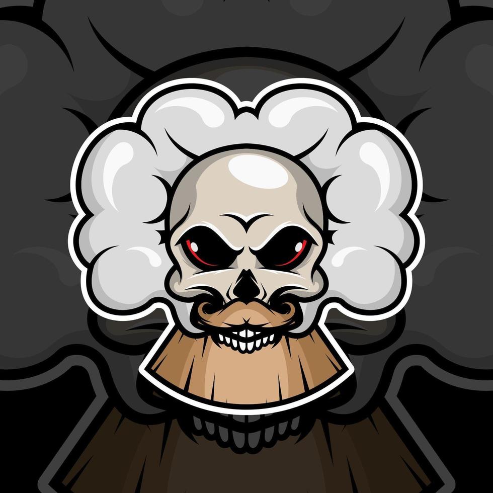 calavera con humo sobre fondo negro vector