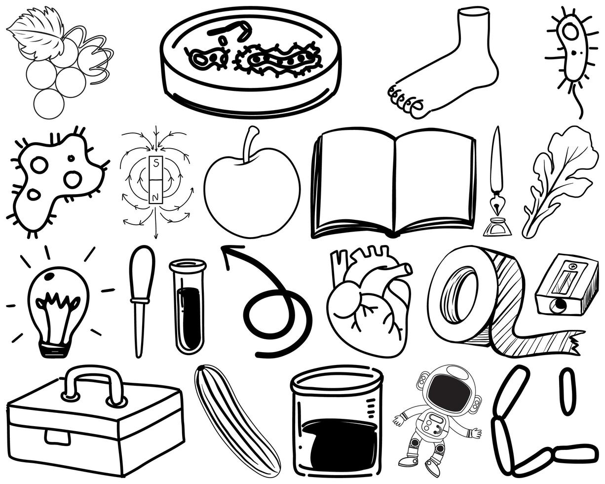 Set of item and symbol hand drawn doodle vector