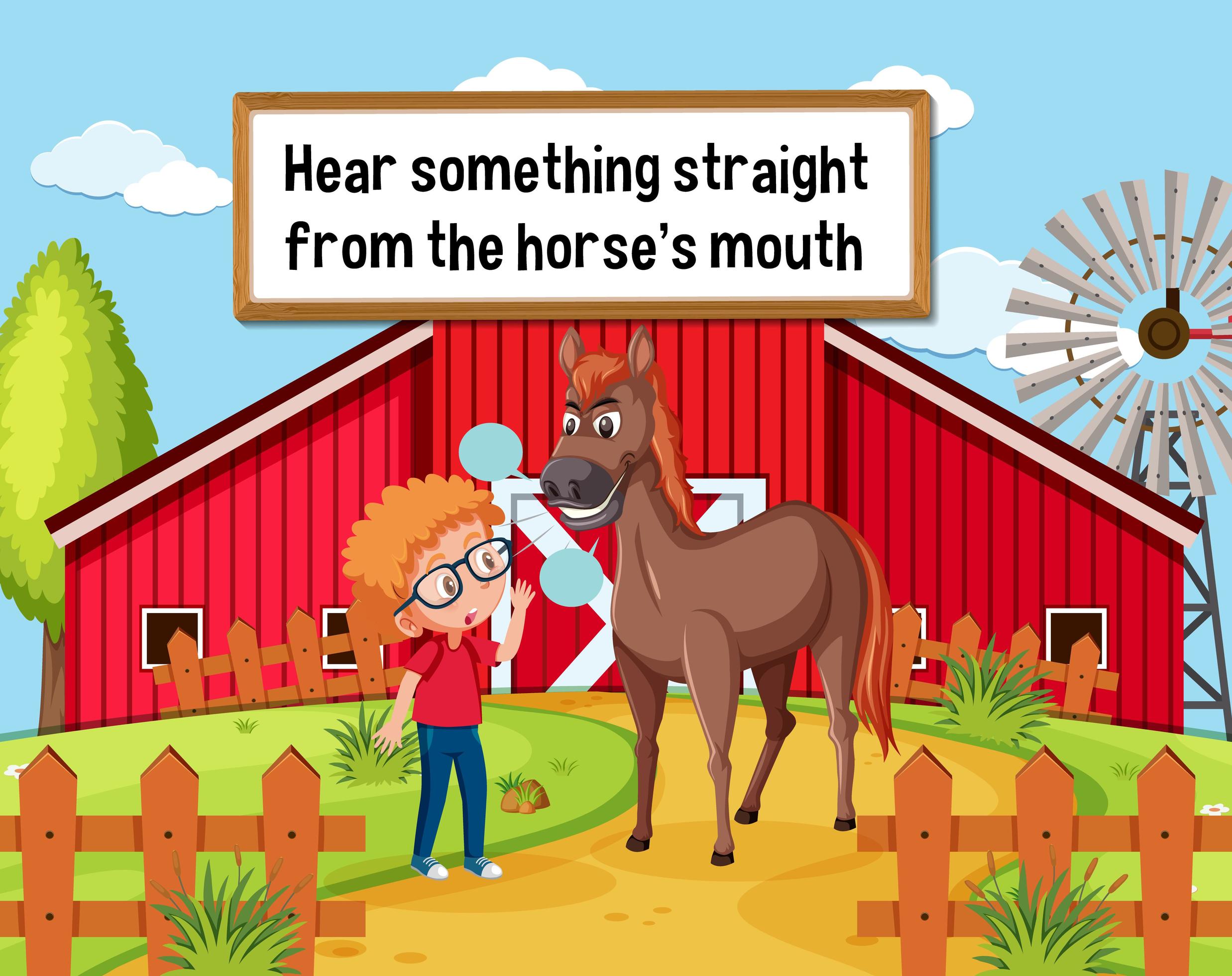 English idiom with picture description for hear something straight from