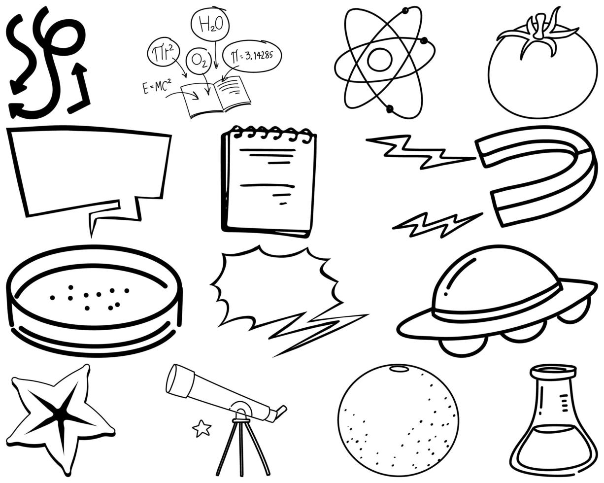 Set of item and symbol hand drawn doodle vector