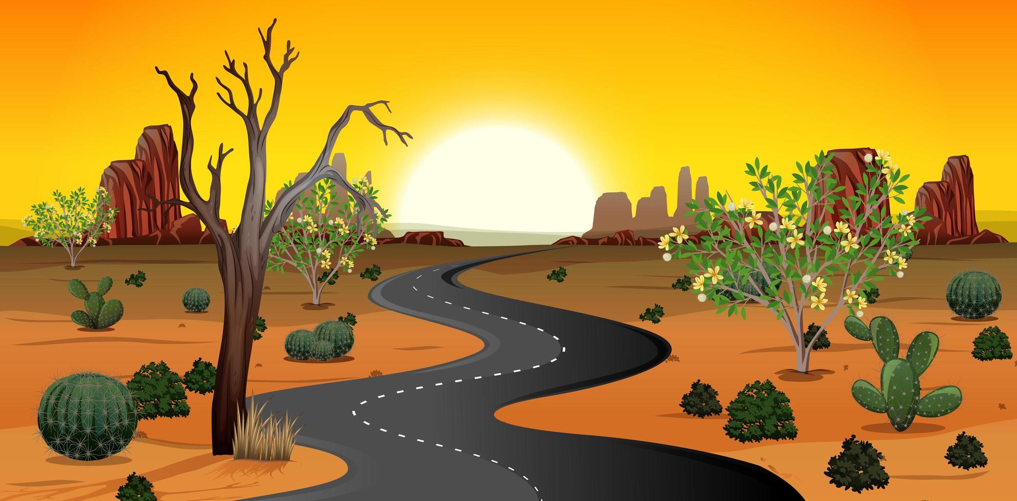 Wild desert landscape at daytime scene vector