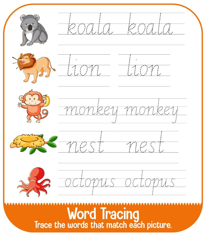 English alphabet tracing worksheets vector