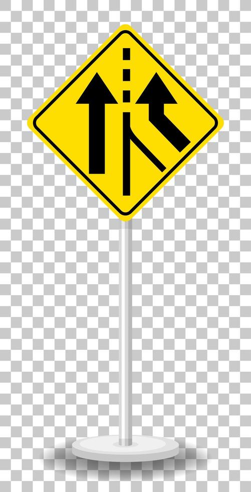 Yellow traffic warning sign on transparent background vector