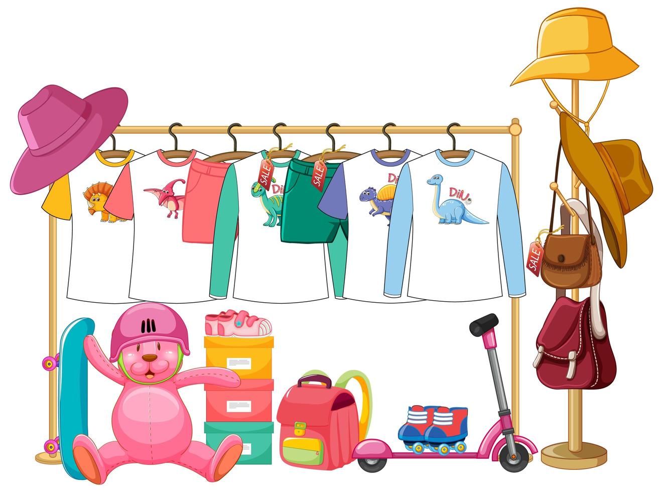 Isolated clothes on the rack display vector