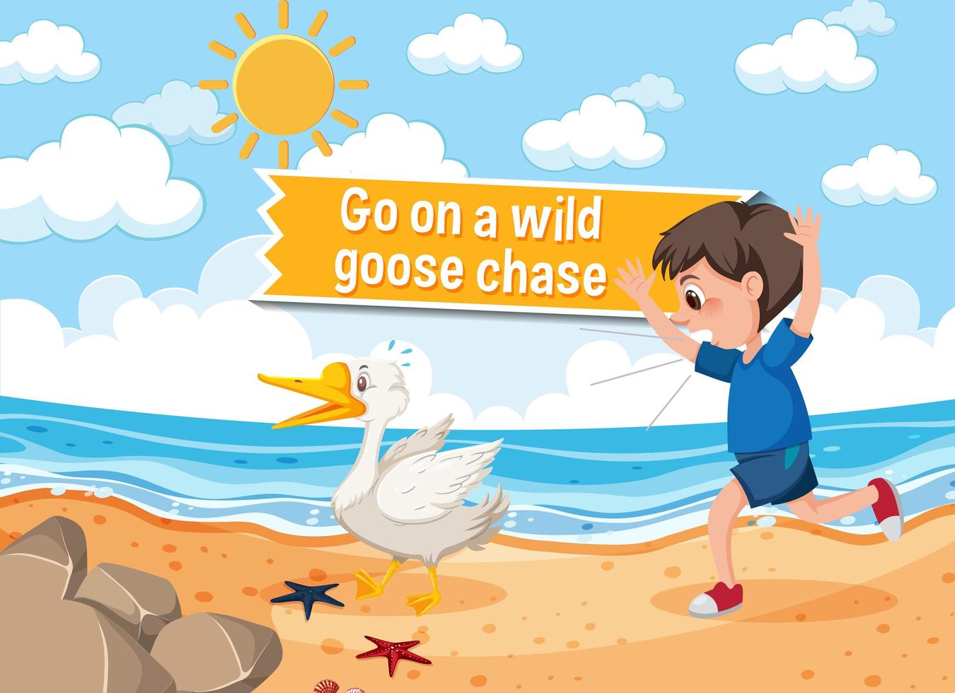 Idiom poster with Go on a wild goose chase vector