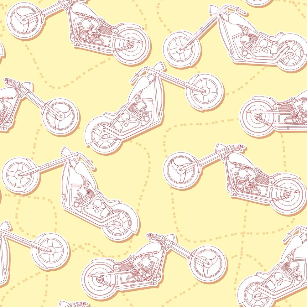 Motocicletas sin fisuras patrón de contorno. vector