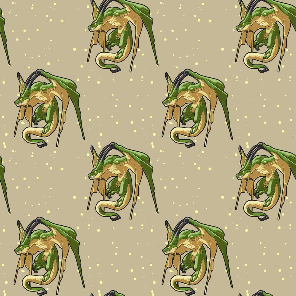 Seamless fantastic dragon character pattern vector