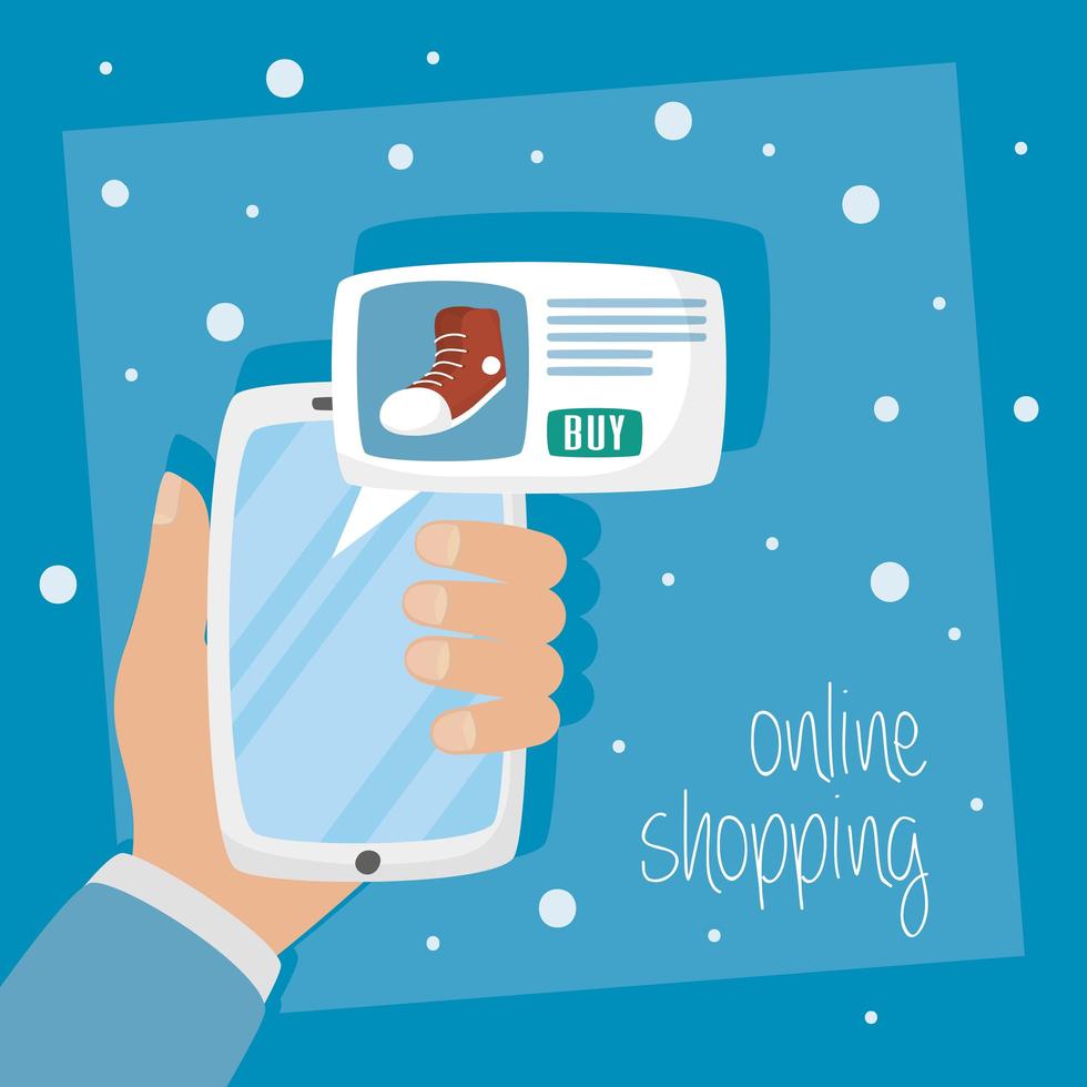 Smartphone with online shopping technology vector