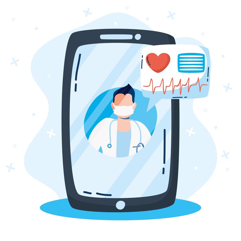 Online health technology via smartphone vector