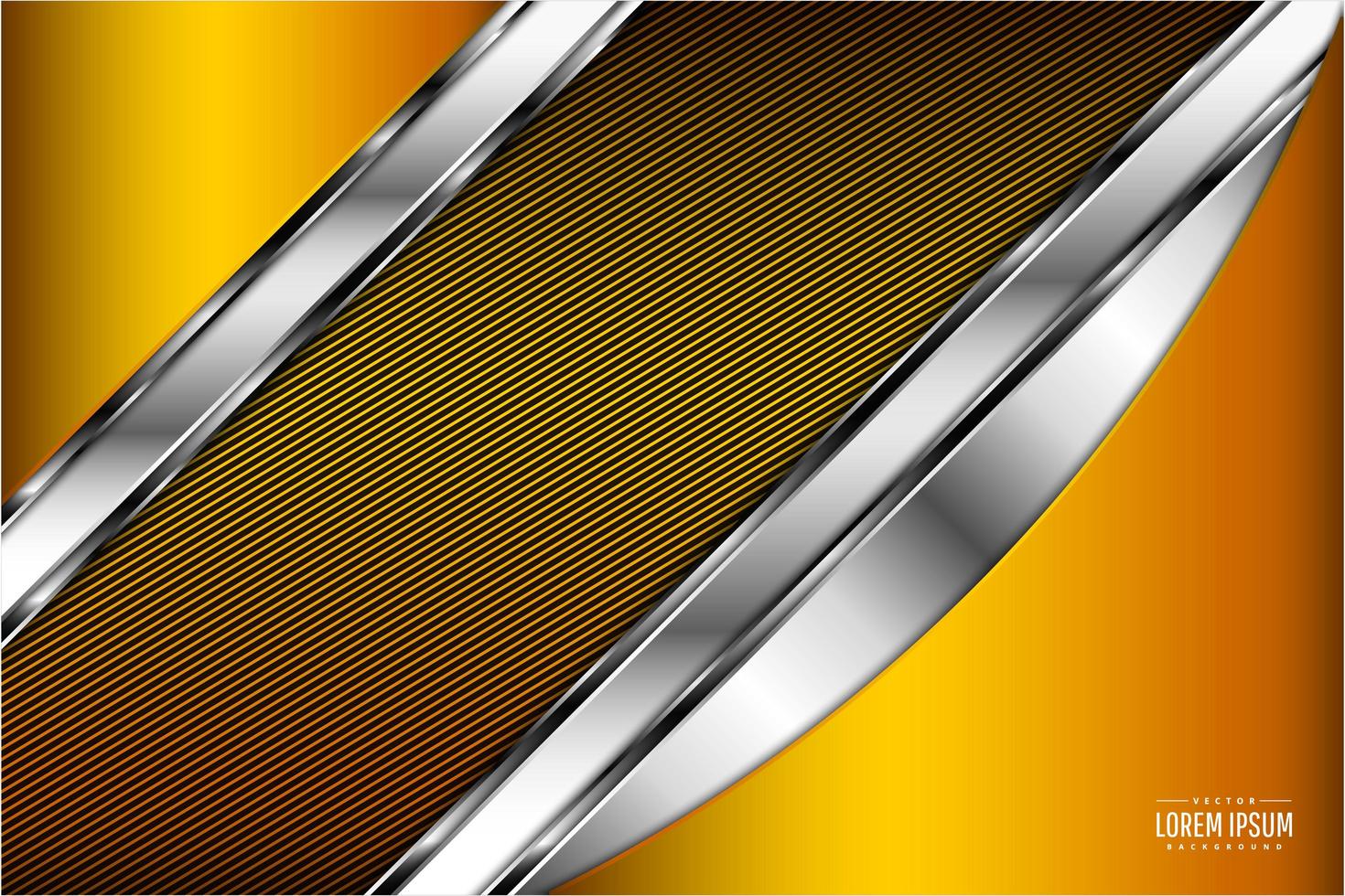 Modern yellow and silver metallic background vector