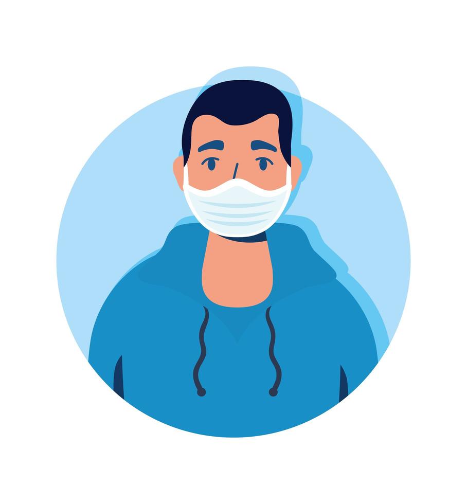 Man wearing a face mask avatar character vector