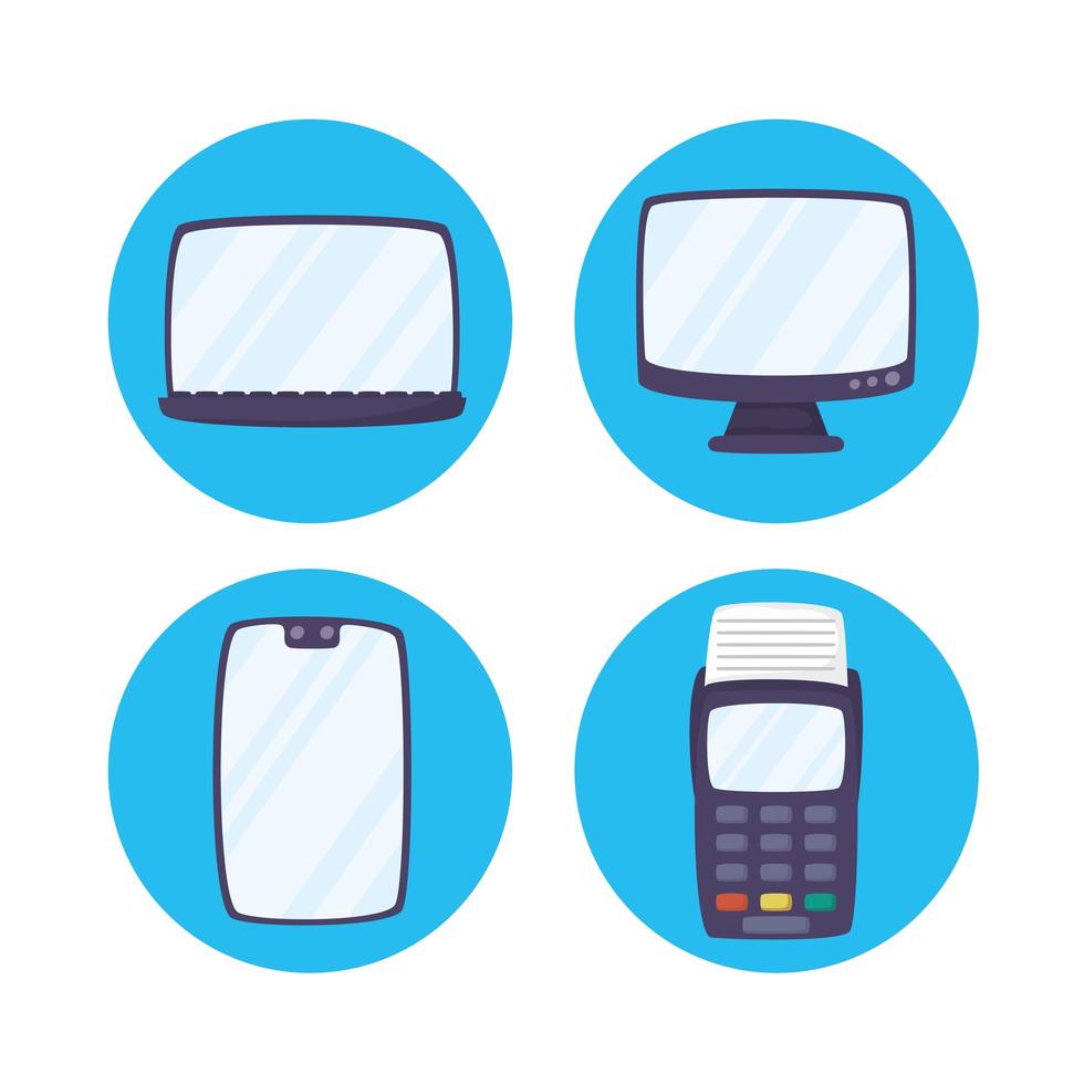 Gadgets online payment technology icon set vector