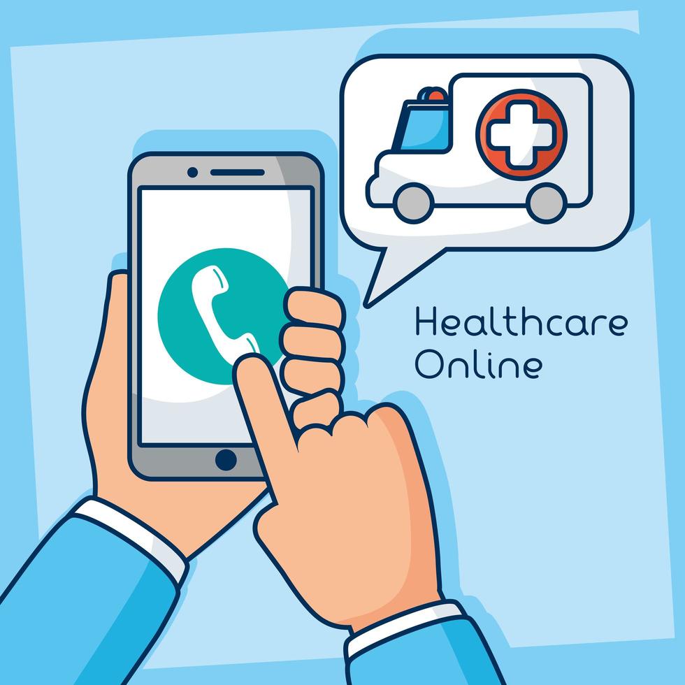 Online healthcare technology via smartphone vector