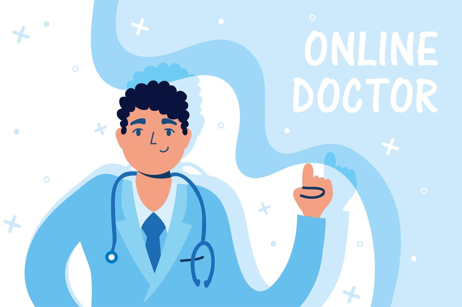 Online health technology with doctor character vector