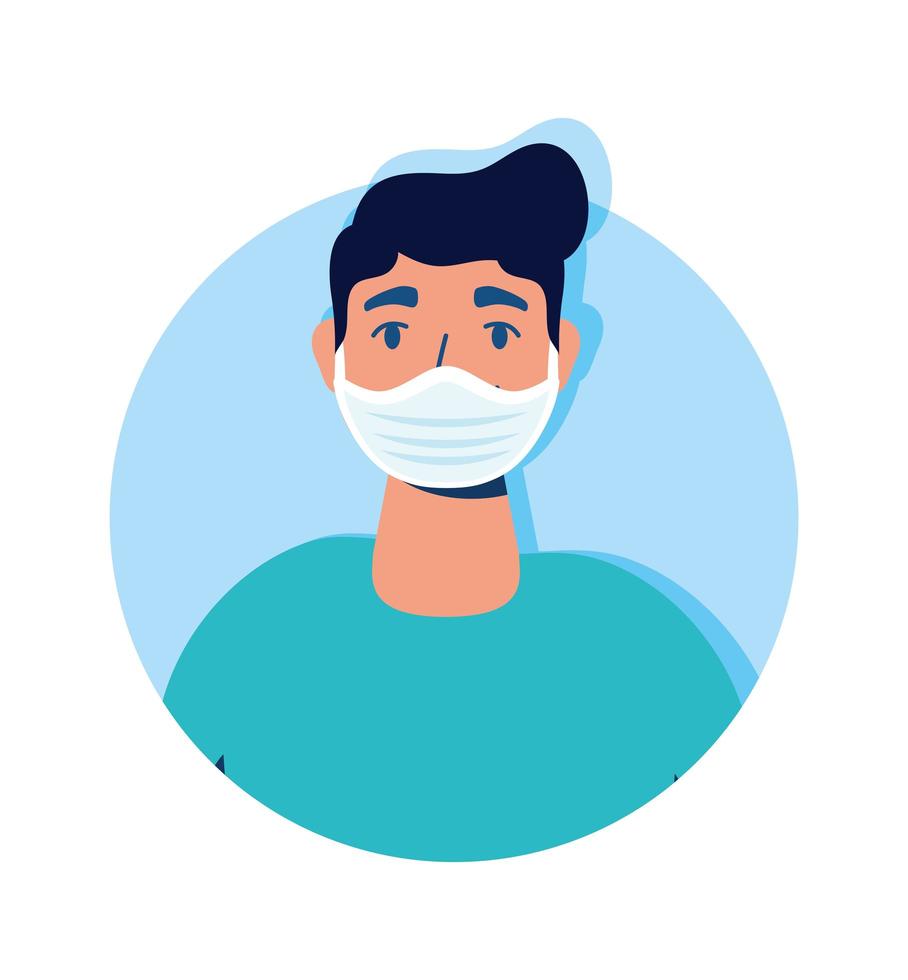 Man wearing a face mask avatar character vector