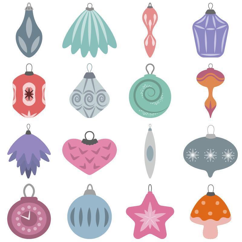 Set of christmas tree decorations vector