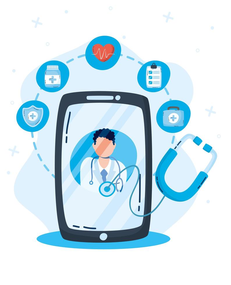 Online health technology via smartphone vector