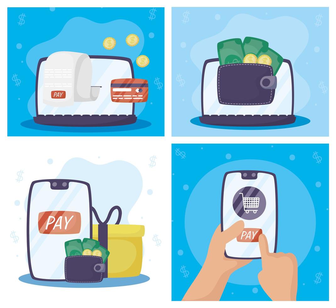 Gadgets online payment technology set vector