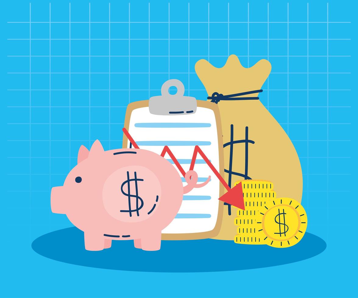 conjunto de iconos de economía y finanzas vector