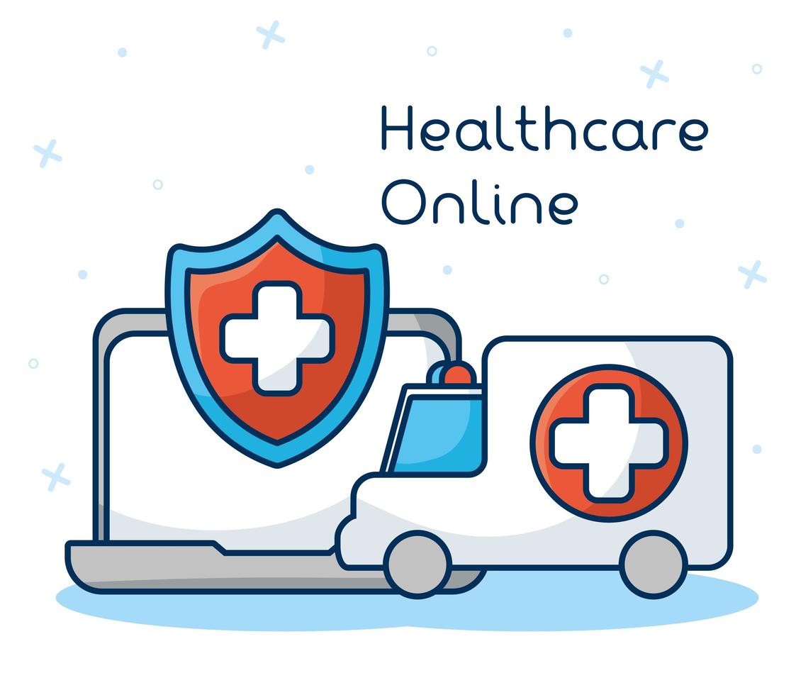 Online healthcare technology via laptop vector